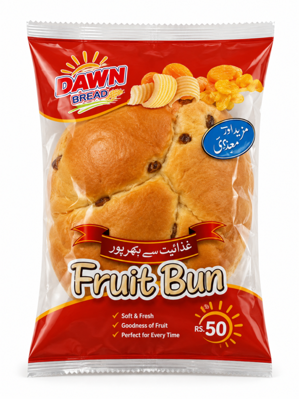 Dawn Fruit Bun soft fresh bakery bun for snacks and tea at Euro Hyper Market
