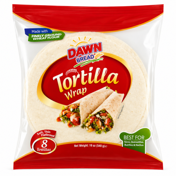 Dawn Tortilla Wrap 8 Pcs soft flour wraps for quick meals at Euro Hyper Market